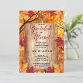 Erntedank Dinner Rustikal Woodsy dankbar Selig Einladung (Stehend Vorderseite)