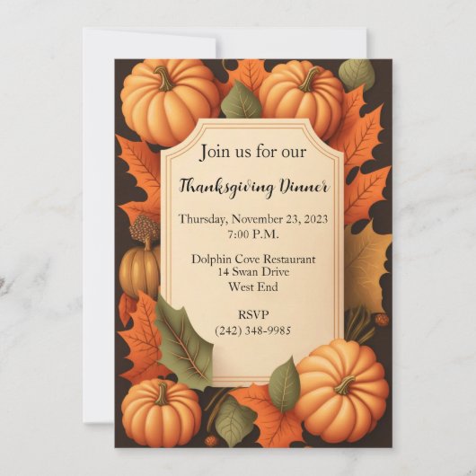Erntedank Dinner Rustikale Fall Pumpkin Einladung (Vorderseite)