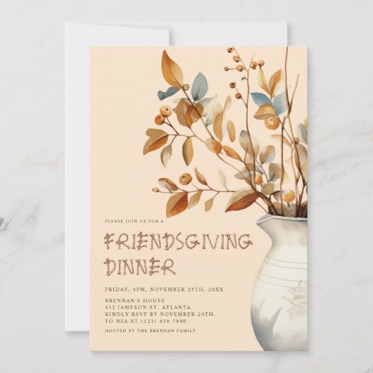 Erntedank Dinner Rustikale Herbst Freundlichkeit Einladung (Vorderseite)