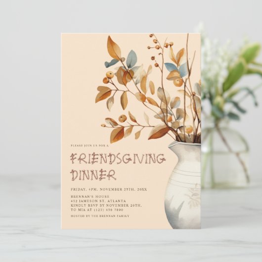 Erntedank Dinner Rustikale Herbst Freundlichkeit Einladung (Stehend Vorderseite)