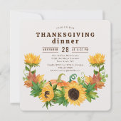 Erntedank Dinner Rustikale Sonnenblume Kürbis Einladung (Vorderseite)