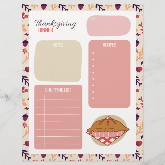 Erntedank Dinner Shopping List (Vorderseite)