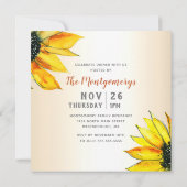 Erntedank Dinner Sonnenblumen und Pumpkins Einladung (Rückseite)