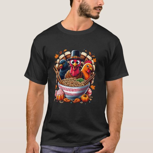 Erntedank Dinner Spaß Türkei Ramen Noodles Spaß T-Shirt (Vorderseite)