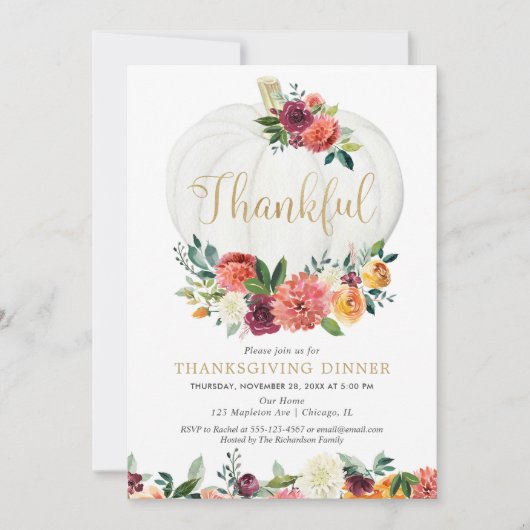 Erntedank Dinner Tanzt Rustikale Herbstflora Einladung (Vorderseite)