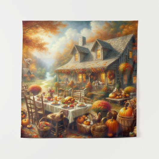 Erntedank Dinner Tapestry Wandteppich (Vorderseite)
