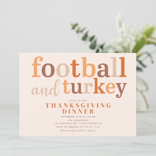 Erntedank Dinner Touchdown Einladung (Stehend Vorderseite)