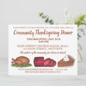 Erntedank Dinner Türkei Cranberry Pumpkin Pie Einladung (Stehend Vorderseite)