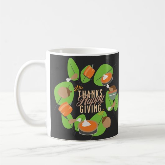 Erntedank Dinner Türkei Pumpkin Fall Greenery Kaffeetasse (Links)