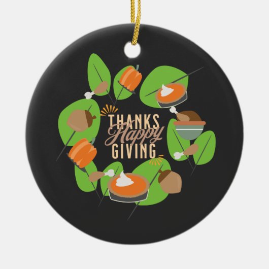 Erntedank Dinner Türkei Pumpkin Fall Greenery Keramik Ornament (Vorne)