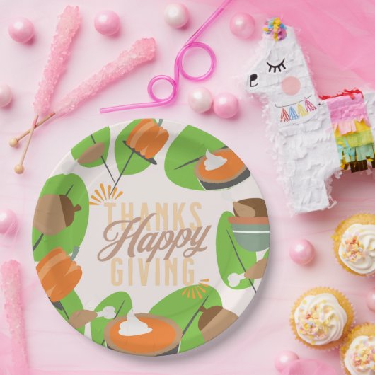 Erntedank Dinner Türkei Pumpkin Fall Greenery Pappteller (Party)