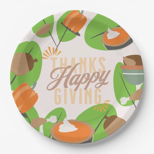Erntedank Dinner Türkei Pumpkin Fall Greenery Pappteller (Vorderseite)