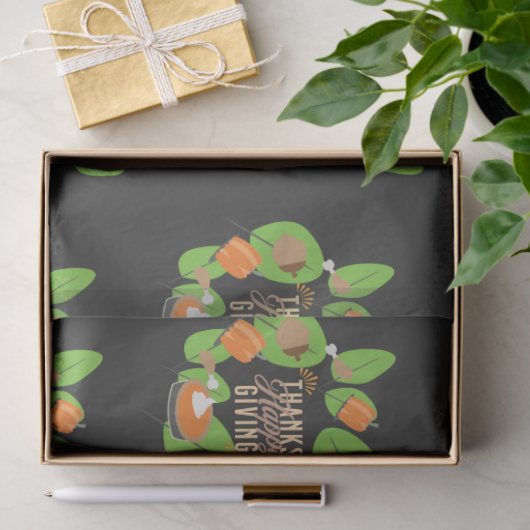 Erntedank Dinner Türkei Pumpkin Fall Greenery Seidenpapier (Geschenk)