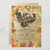 Erntedank Dinner Türkei Pumpkins & Herbstlaube Einladung (Vorne/Hinten)