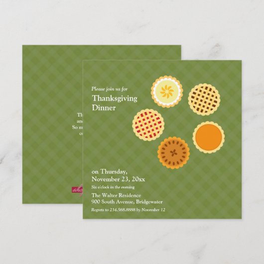 Erntedank Dinner und Pies Flat Einladung (Vorne/Hinten)