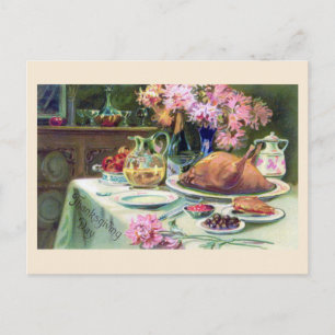 "Erntedank Dinner" Vintage Postkarte
