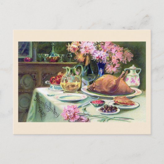 "Erntedank Dinner" Vintage Postkarte (Vorderseite)