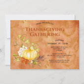 Erntedank Dinner Wasserfarbe Pumpkin Blätter Einladung (Vorderseite)
