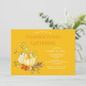 Erntedank Dinner Wasserfarbe Pumpkin Blätter Einladung (Stehend Vorderseite)
