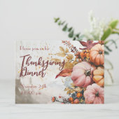 Erntedank Dinner Wasserfarbe Pumpkin Einladung (Stehend Vorderseite)
