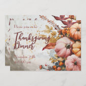 Erntedank Dinner Wasserfarbe Pumpkin Einladung (Vorne/Hinten)