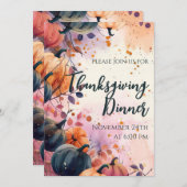 Erntedank Dinner Wasserfarbe Pumpkin Einladung (Vorne/Hinten)