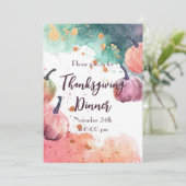 Erntedank Dinner Wasserfarbe Pumpkin Einladung (Stehend Vorderseite)