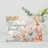 Erntedank Dinner Wasserfarbe Pumpkin Einladung (Stehend Vorderseite)