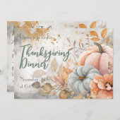 Erntedank Dinner Wasserfarbe Pumpkin Einladung (Vorne/Hinten)
