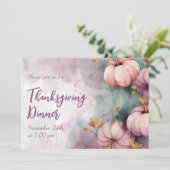 Erntedank Dinner Wasserfarbe Pumpkin Einladung (Stehend Vorderseite)