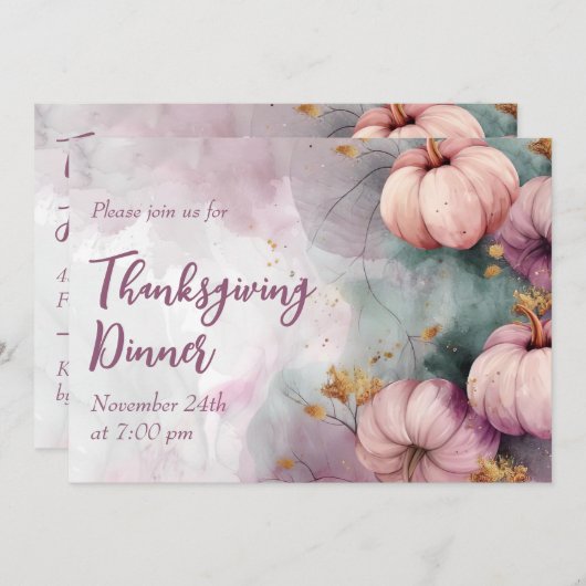 Erntedank Dinner Wasserfarbe Pumpkin Einladung (Vorne/Hinten)