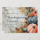 Erntedank Dinner Wasserfarbe Pumpkin Einladung (Vorne/Hinten)