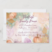 Erntedank Dinner Wasserfarbe Pumpkin Einladung (Rückseite)