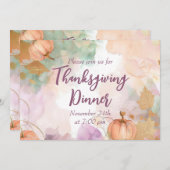 Erntedank Dinner Wasserfarbe Pumpkin Einladung (Vorne/Hinten)