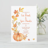 Erntedank Dinner Wasserfarbe Pumpkin Einladung (Stehend Vorderseite)