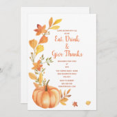 Erntedank Dinner Wasserfarbe Pumpkin Einladung (Vorne/Hinten)