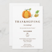 Erntedank Dinner Wasserfarbe Pumpkin-White-Br3 Einladung (Vorne/Hinten)