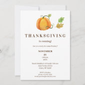 Erntedank Dinner Wasserfarbe Pumpkin-White-Br Einladung (Vorderseite)