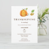 Erntedank Dinner Wasserfarbe Pumpkin-White-Br Einladung (Stehend Vorderseite)