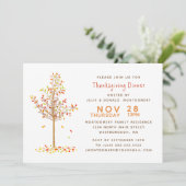 Erntedank Dinner Wasserfarben Herbstbaum Blätter Einladung (Stehend Vorderseite)
