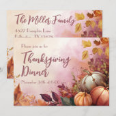 Erntedank Dinner Wasserfarbenpumpen Einladung (Vorne/Hinten)