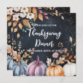 Erntedank Dinner Wasserfarbenpumpen Einladung (Vorne/Hinten)