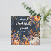Erntedank Dinner Wasserfarbenpumpen Einladung (Stehend Vorderseite)
