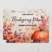 Erntedank Dinner Wasserfarbenpumpen Einladung (Vorne/Hinten)