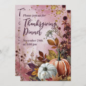 Erntedank Dinner Wasserfarbenpumpen Einladung (Vorne/Hinten)