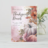 Erntedank Dinner Wasserfarbenpumpen Einladung (Stehend Vorderseite)