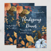 Erntedank Dinner Wasserfarbenpumpen Einladung (Vorne/Hinten)