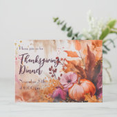 Erntedank Dinner Wasserfarbenpumpen Einladung (Stehend Vorderseite)