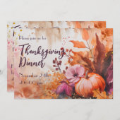 Erntedank Dinner Wasserfarbenpumpen Einladung (Vorne/Hinten)