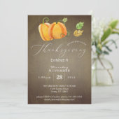 Erntedank Dinner Weinkeller Pumpkin Duo Gold Einladung (Stehend Vorderseite)